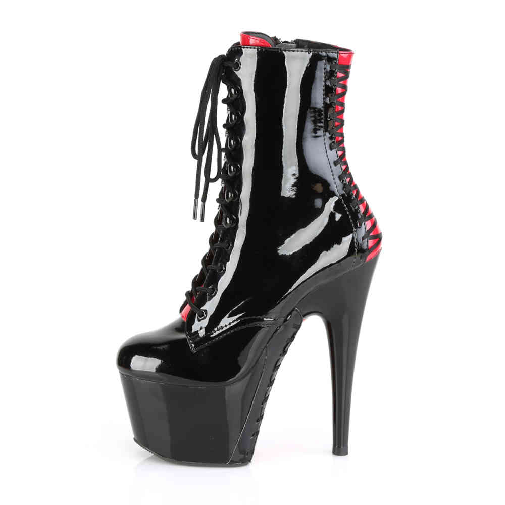 Pleaser - ADORE-1020FH Bottes de plate-forme, Pole dance chaussures - Chaussures de pole dance - Noir/Rouge